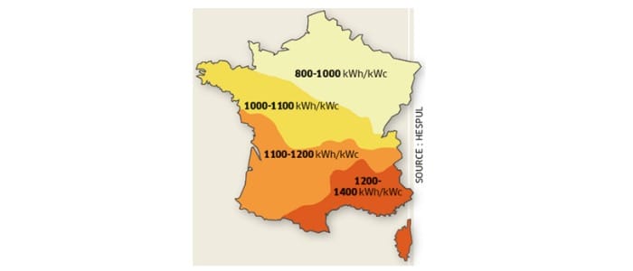 Carte de la production annuelle d’électricité en France